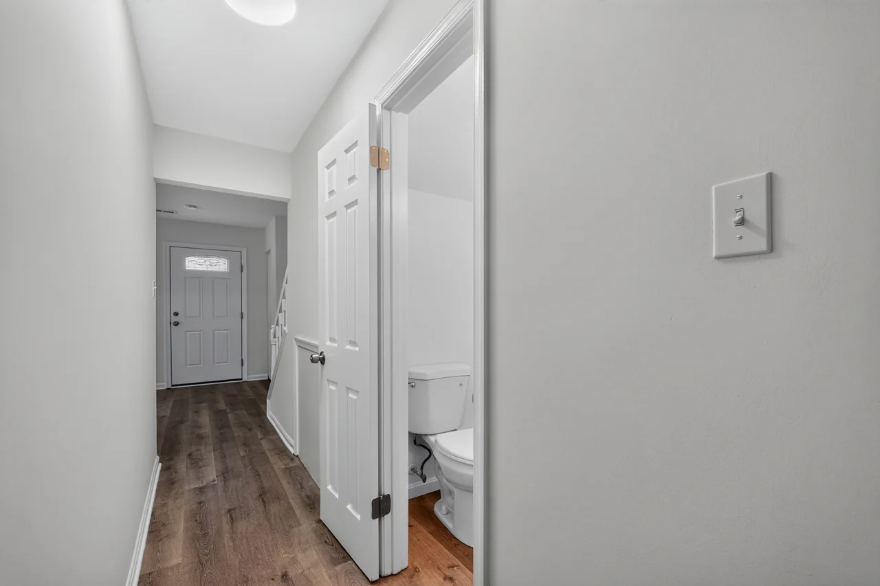 Hallway and half bathroom