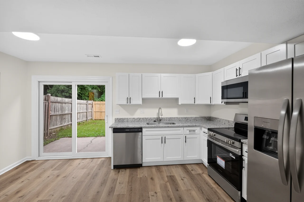 Kitchen and sliding door to the backyard
