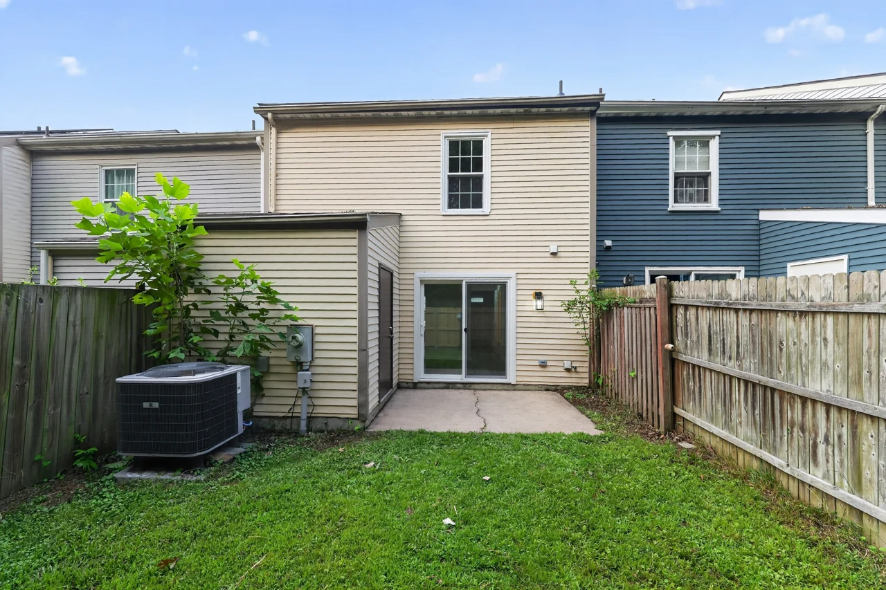 Rear exterior and backyard